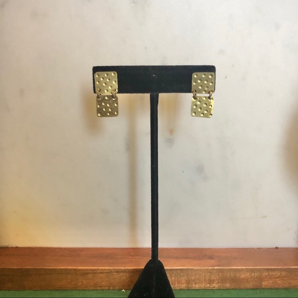 FINAL SALE:100% brass embossed stud earrings - Picture 1 of 3